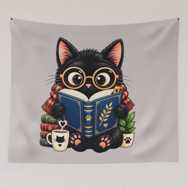 Item preview, Cozy Black Cat Reading Books – Cute Kawaii Book Lover Design designed and sold by aminomen.