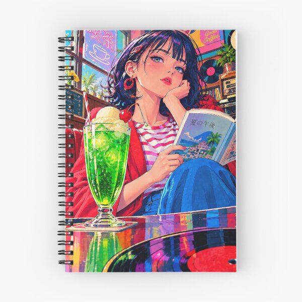 Item preview, Retro Japanese Cafe Girl – Melon Soda & Vintage Anime Pop Art | 80s 90s Japan Aesthetic designed and sold by アミヤジャ.