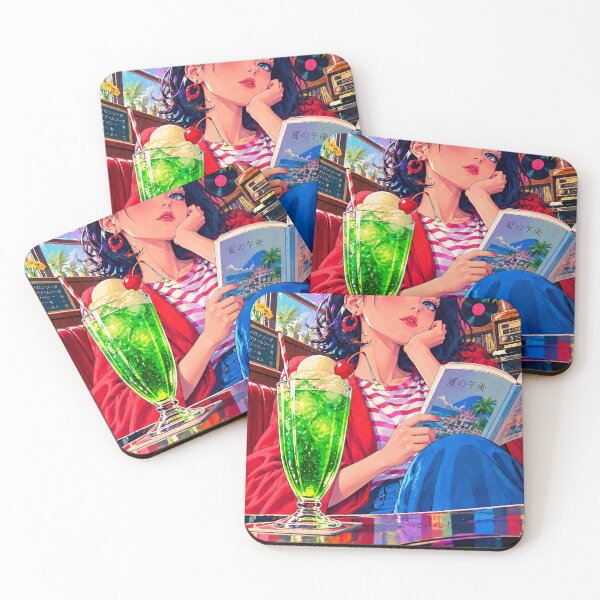 Item preview, Retro Japanese Cafe Girl – Melon Soda & Vintage Anime Pop Art | 80s 90s Japan Aesthetic designed and sold by アミヤジャ.