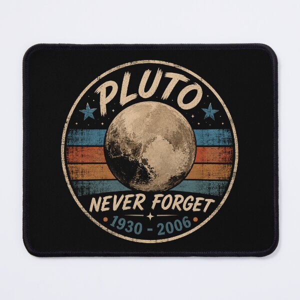 Item preview, Pluto Never Forget Funny Science Geek & Space Retro designed and sold by Kladhadredo.