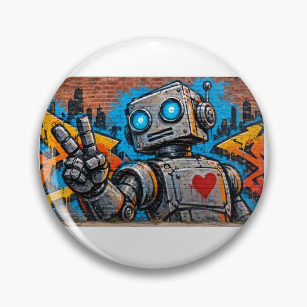 Item preview, Urban mural of a robot with a heart designed and sold by karlosss.