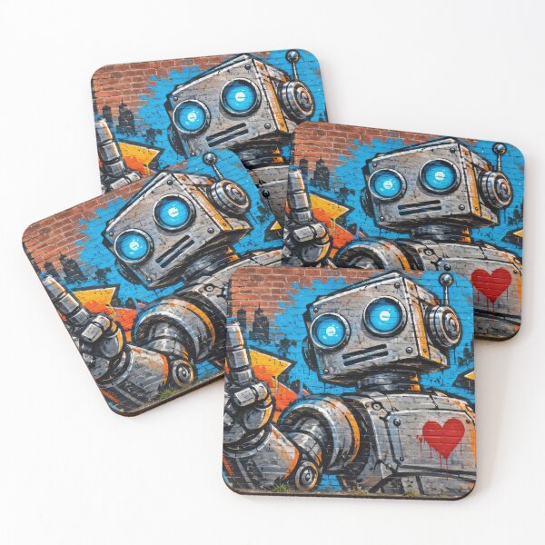 Item preview, Urban mural of a robot with a heart designed and sold by karlosss.
