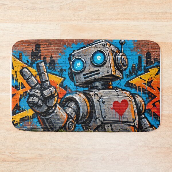 Item preview, Urban mural of a robot with a heart designed and sold by karlosss.