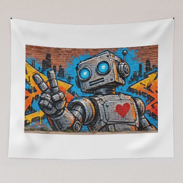 Item preview, Urban mural of a robot with a heart designed and sold by karlosss.