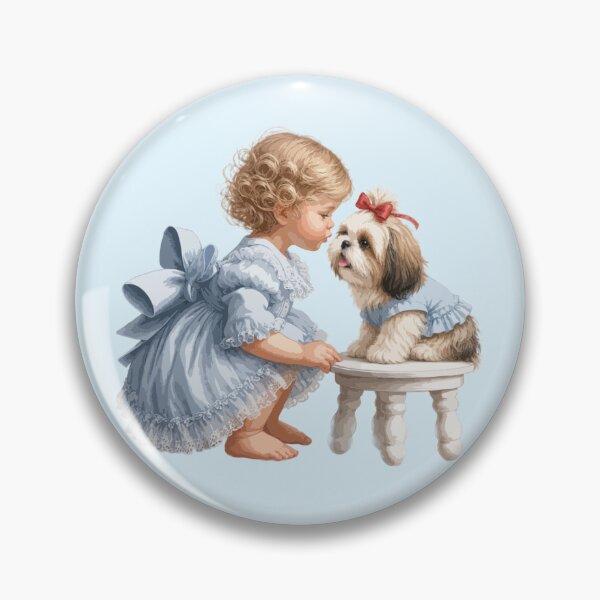 Artikelvorschau, Shih Tzu – Der beste Freund – Vintage-Mädchen und Hund entworfen und verkauft von PawsAndPallette .