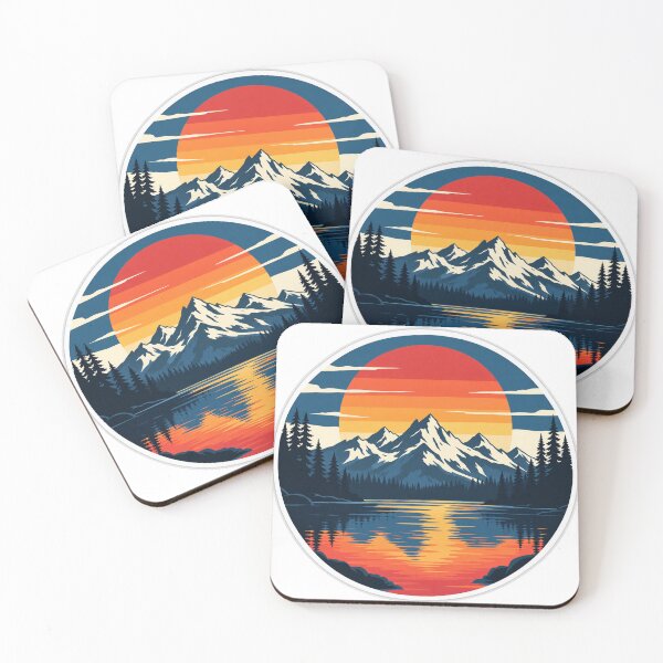 Item preview, Retro Mountain Sunset Lake designed and sold by Punch-E415.