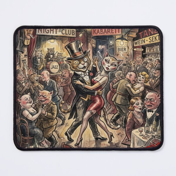 Item preview, Weimar Nightshade: The Secret Life of Cabaret Cats Art Print designed and sold by FreiherrPK.