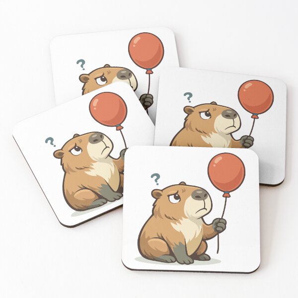 Item preview, Curious Capybara Cartoon with Balloon  designed and sold by stylishdzign.