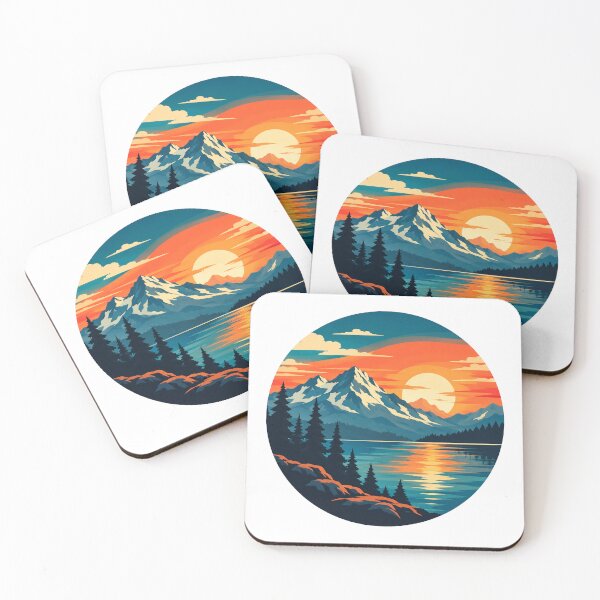 Item preview, Mountain Sunset Lake Retro Wilderness Landscape designed and sold by Punch-E415.