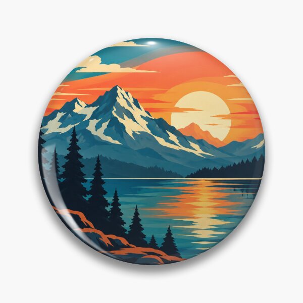 Item preview, Mountain Sunset Lake Retro Wilderness Landscape designed and sold by Punch-E415.