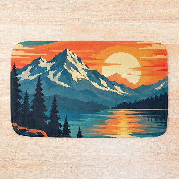 Item preview, Mountain Sunset Lake Retro Wilderness Landscape designed and sold by Punch-E415.