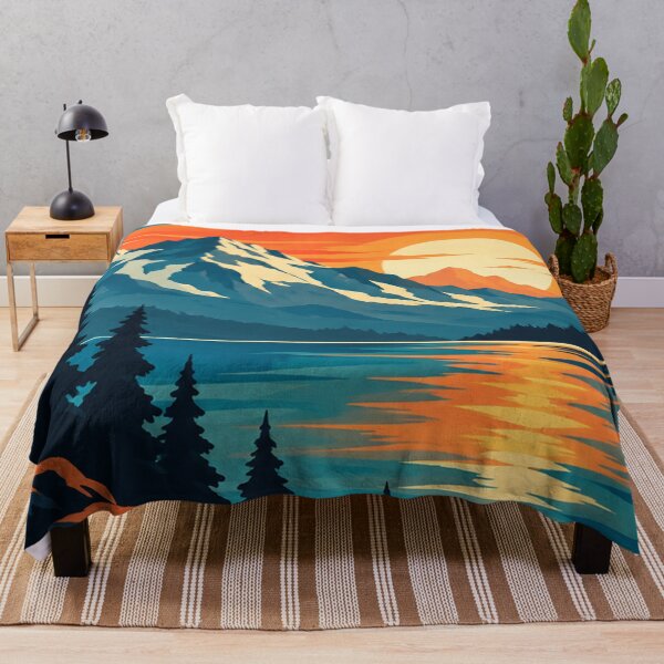 Item preview, Mountain Sunset Lake Retro Wilderness Landscape designed and sold by Punch-E415.