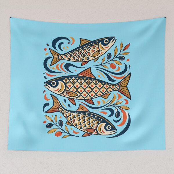 Item preview, Mediterranean Sardine Coastal Illustration designed and sold by Fun2Fentastic.