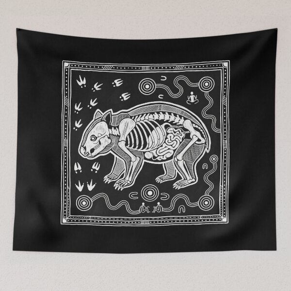 Item preview, The Armored Burrower: Aboriginal Style X-Ray Common Wombat Art Print designed and sold by FreiherrPK.