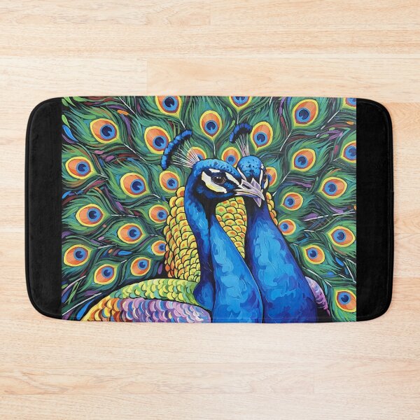 Item preview, Peacock Couple – Colorful Wildlife Art designed and sold by black-canvas-fauna.