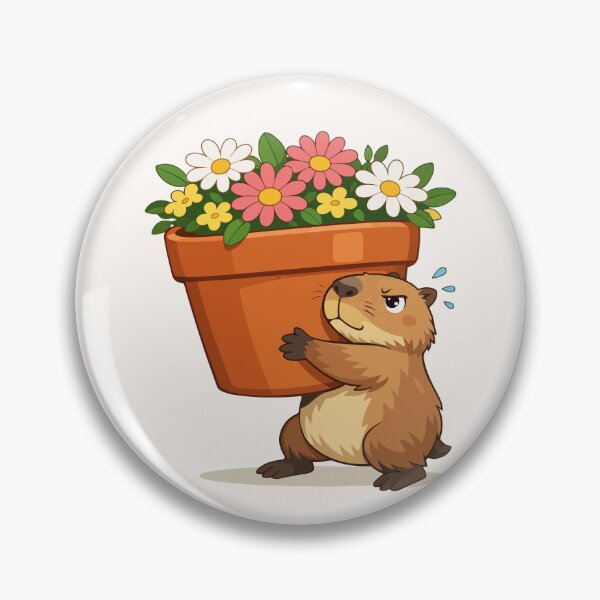 Item preview, Capybara Cartoon with Flower Pot  designed and sold by stylishdzign.