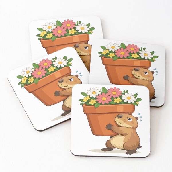Item preview, Capybara Cartoon with Flower Pot  designed and sold by stylishdzign.
