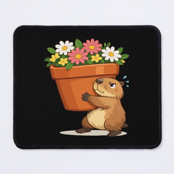 Item preview, Capybara Cartoon with Flower Pot  designed and sold by stylishdzign.