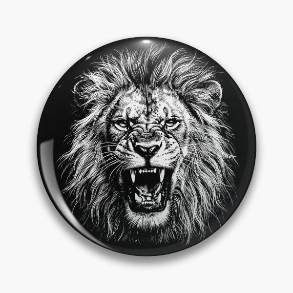 Item preview, The Monarch's Throat: Roaring Lion Scratchboard Art Print designed and sold by FreiherrPK.