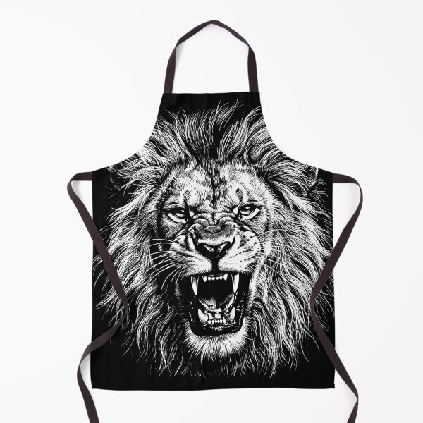 Item preview, The Monarch's Throat: Roaring Lion Scratchboard Art Print designed and sold by FreiherrPK.