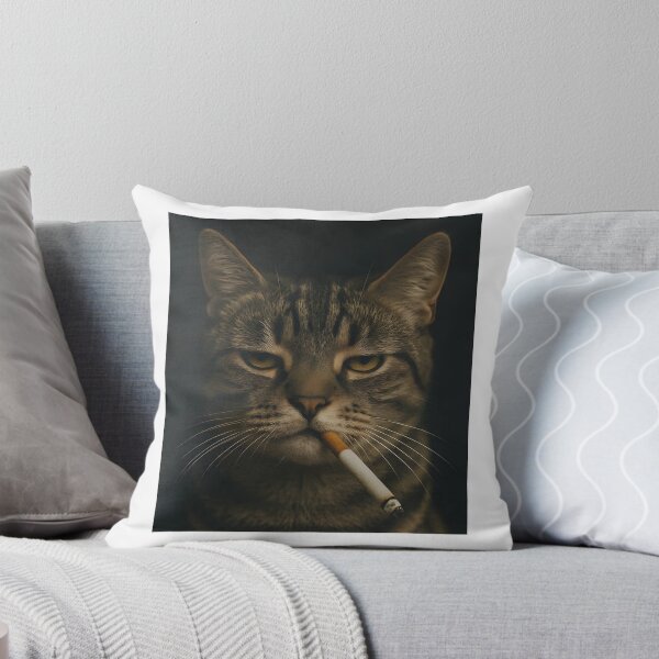 Item preview, Funny Cat With Cigarette Grumpy Smoking Cat | Limited Edition designed and sold by kidgoback.