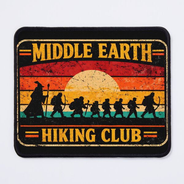 Item preview, Middle Earth Hiking Club – Lord of the Rings Retro Sunset Tee designed and sold by BravenBold.