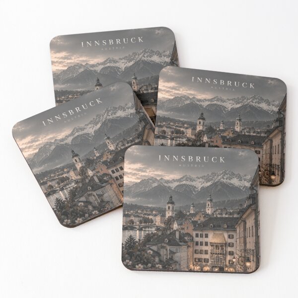 Item preview, Innsbruck Cinematic Monochrome Alpine City Artwork designed and sold by MichaeIRellov.