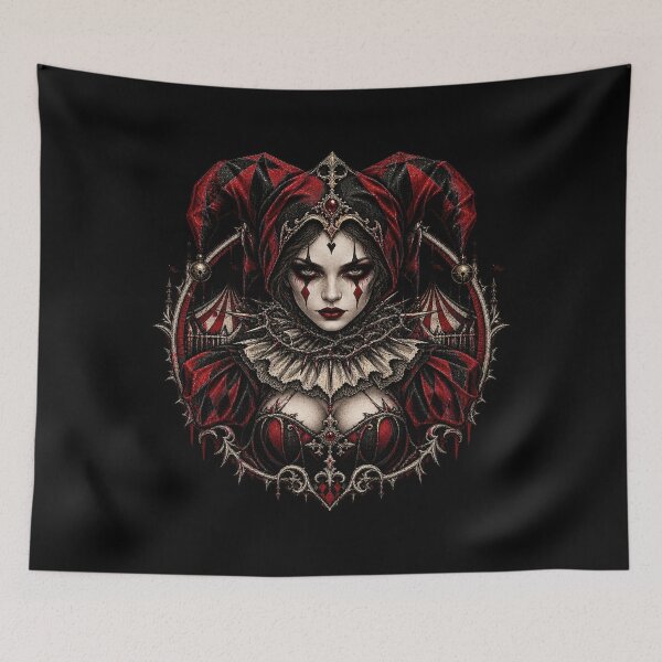 Item preview, Crimson Harlequin Queen – Gothic Carnival of Shadows designed and sold by TheInkRaven.