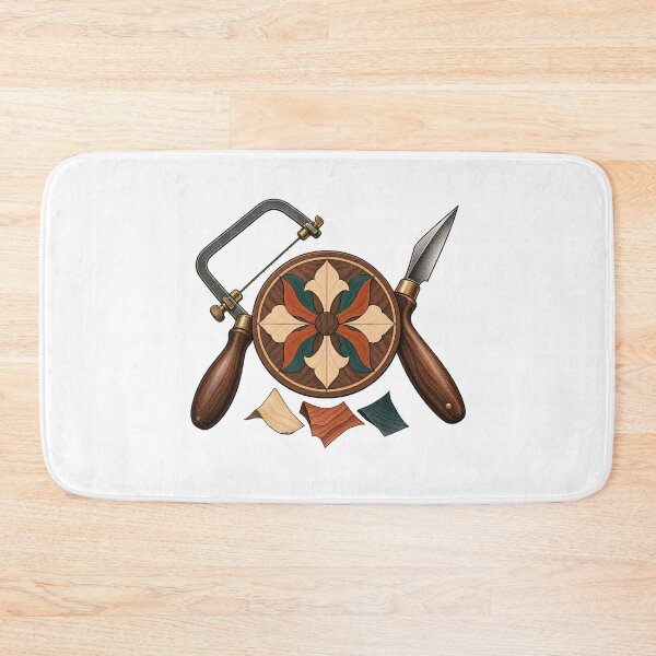 Item preview, Marquetry Woodworker Veneer Flower Emblem designed and sold by UrbanCanvvas.