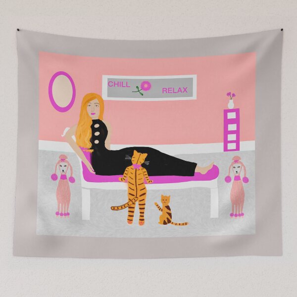 Item preview, Woman with Pets in Vibrant Room designed and sold by Elaine M Hayward .