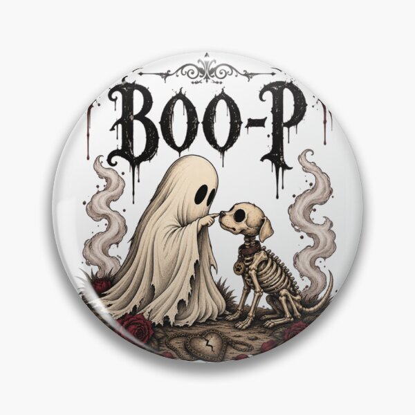 Item preview, Boo-p Ghost Touch Skeleton Dog Dark Vintage Retro Halloween designed and sold by BodyBagBklyn.