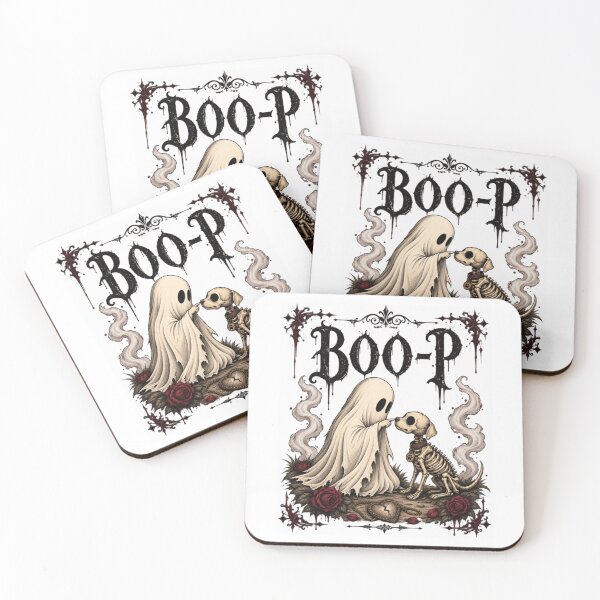 Item preview, Boo-p Ghost Touch Skeleton Dog Dark Vintage Retro Halloween designed and sold by BodyBagBklyn.