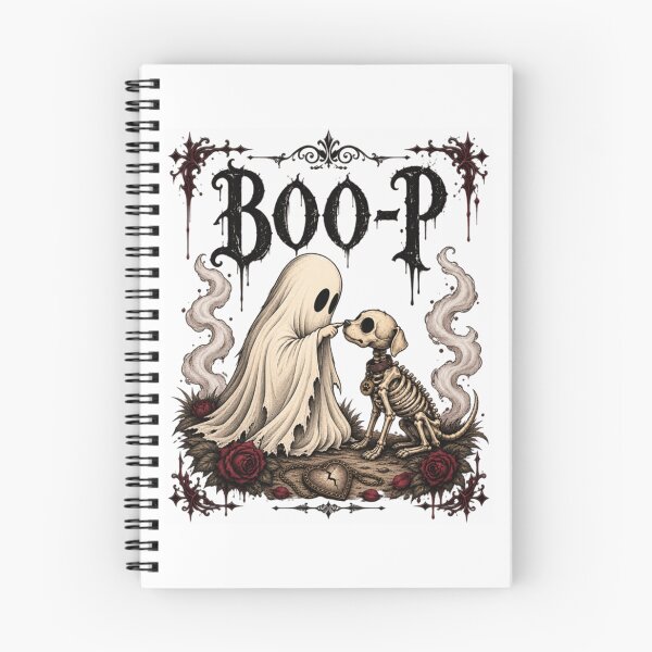 Item preview, Boo-p Ghost Touch Skeleton Dog Dark Vintage Retro Halloween designed and sold by BodyBagBklyn.