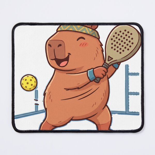 Item preview, Cute Capybara Playing Padel Kawaii Sport designed and sold by DofinaSur.