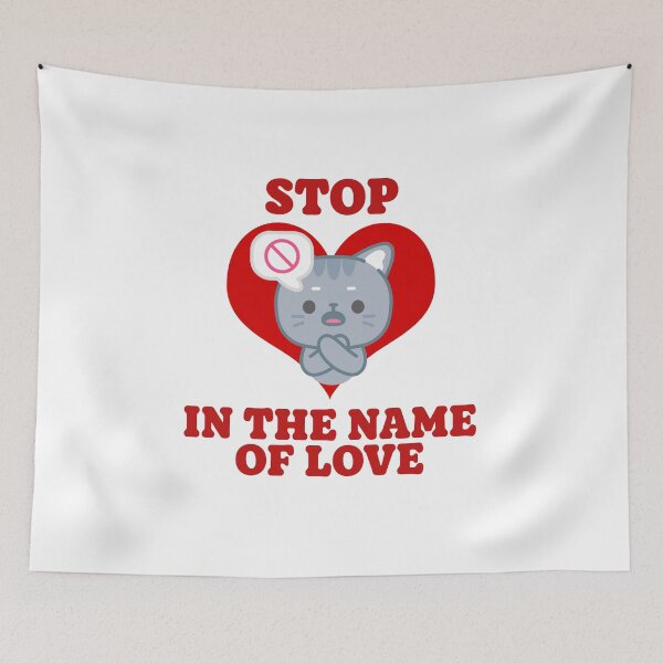 Item preview, Stop in the name of love, grey tabby stopping you designed and sold by BigfeetLittlepaws.