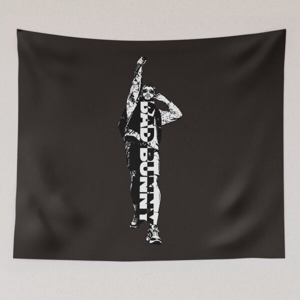 Item preview, Bad Bunny Holding Microphone Vertical Typography Graphic designed and sold by DYALEEZ-XCR.