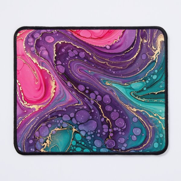 Item preview, Pink Purple Teal Alcohol Ink Fluid Art with Gold designed and sold by dalilashops.