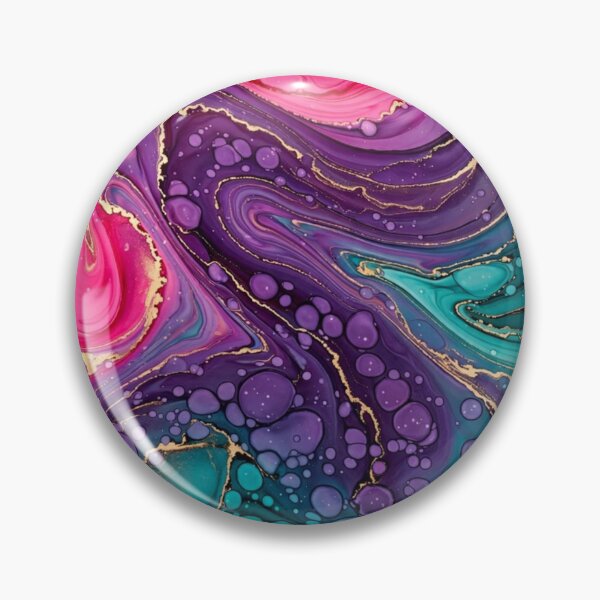 Item preview, Pink Purple Teal Alcohol Ink Fluid Art with Gold designed and sold by dalilashops.