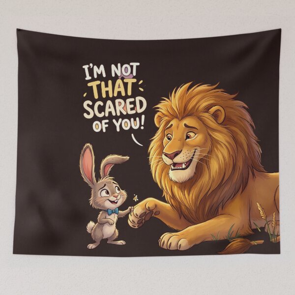 Item preview, Funny Brave Bunny and Cute Lion Design designed and sold by Funnygiftsstudio .