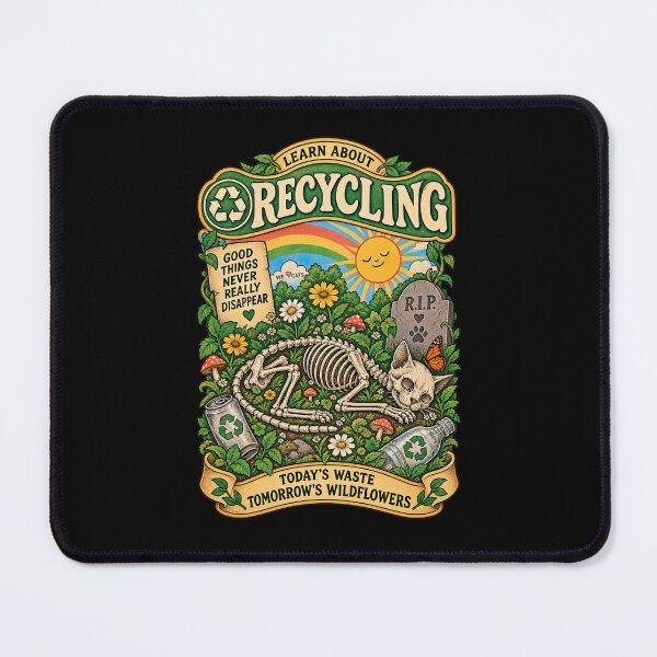 Item preview, Recycling Cat Skeleton - Dark Humor Eco Vintage Design designed and sold by WeLoveCatss.