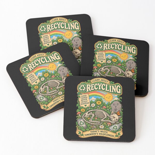Item preview, Recycling Cat Skeleton - Dark Humor Eco Vintage Design designed and sold by WeLoveCatss.