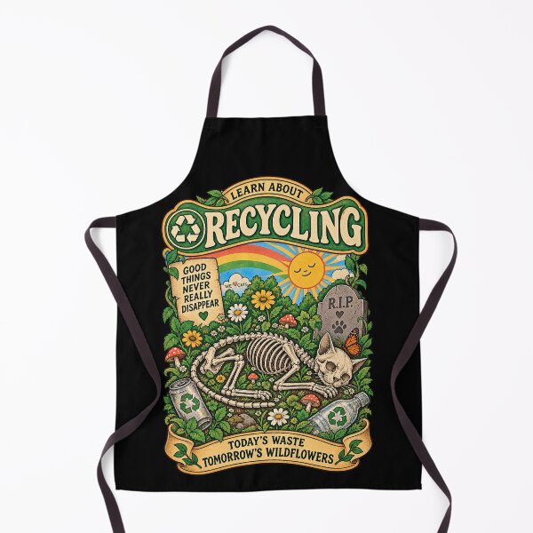 Item preview, Recycling Cat Skeleton - Dark Humor Eco Vintage Design designed and sold by WeLoveCatss.