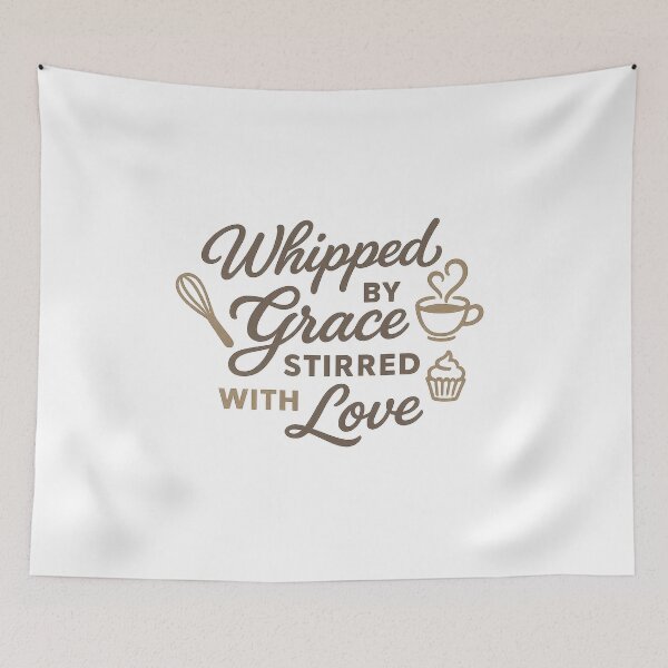 Item preview, Whipped by Grace Stirred with Love — Christian Baking Quote Design designed and sold by SoulThread Studio.