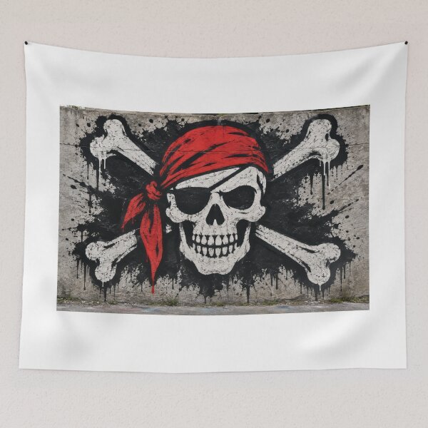 Item preview, Urban mural of a pirate skull designed and sold by karlosss.