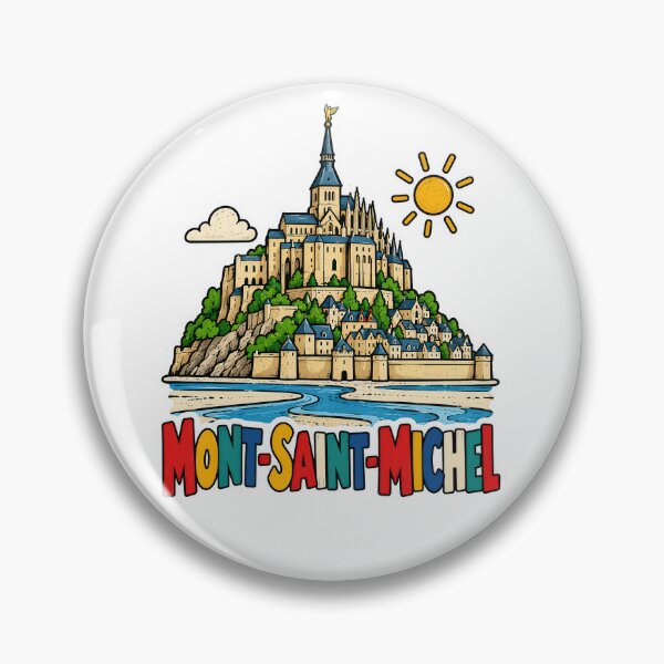 Item preview, Mont-Saint-Michel – Colorful French Abbey Landmark Comic Art designed and sold by Earth Celebration Designs.