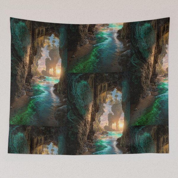 Item preview, Glowing Sacred Geometry Tropical Cave Sunset Portal | Monkeybusiness designed and sold by monkeybusiness.pt.