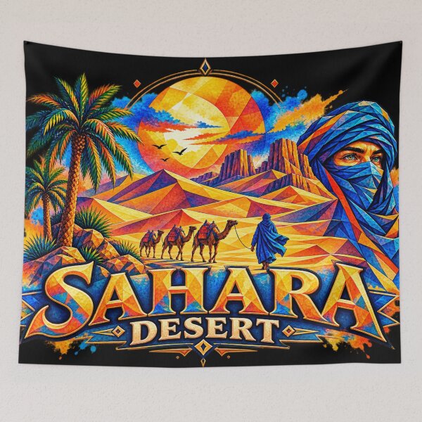 Item preview, ❗ Sahara Desert: Sunset Camel Caravan, African Desert Adventure, Travel Art for Adventure Lovers designed and sold by Geometric Art..