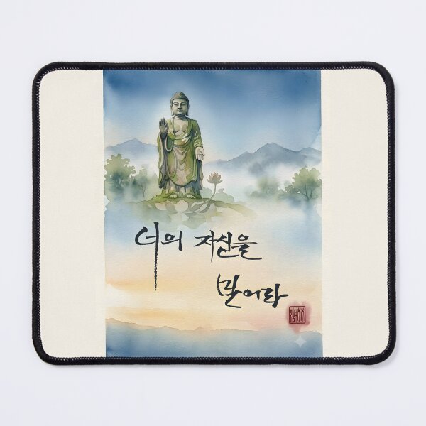 Item preview, Serene Buddha Watercolor Painting with Korean Calligraphy designed and sold by K-Brush.