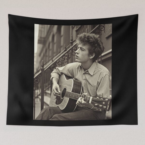 Item preview, Bob Dylan Vintage Acoustic Portrait designed and sold by Catsi-Nook-Art.