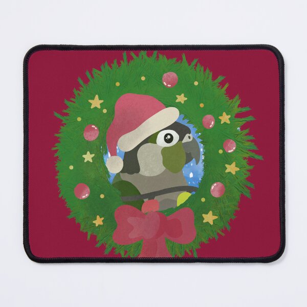 Item preview, Illustration of a Christmas garland with Green Cheeked Conure designed and sold by FandomizedRose.